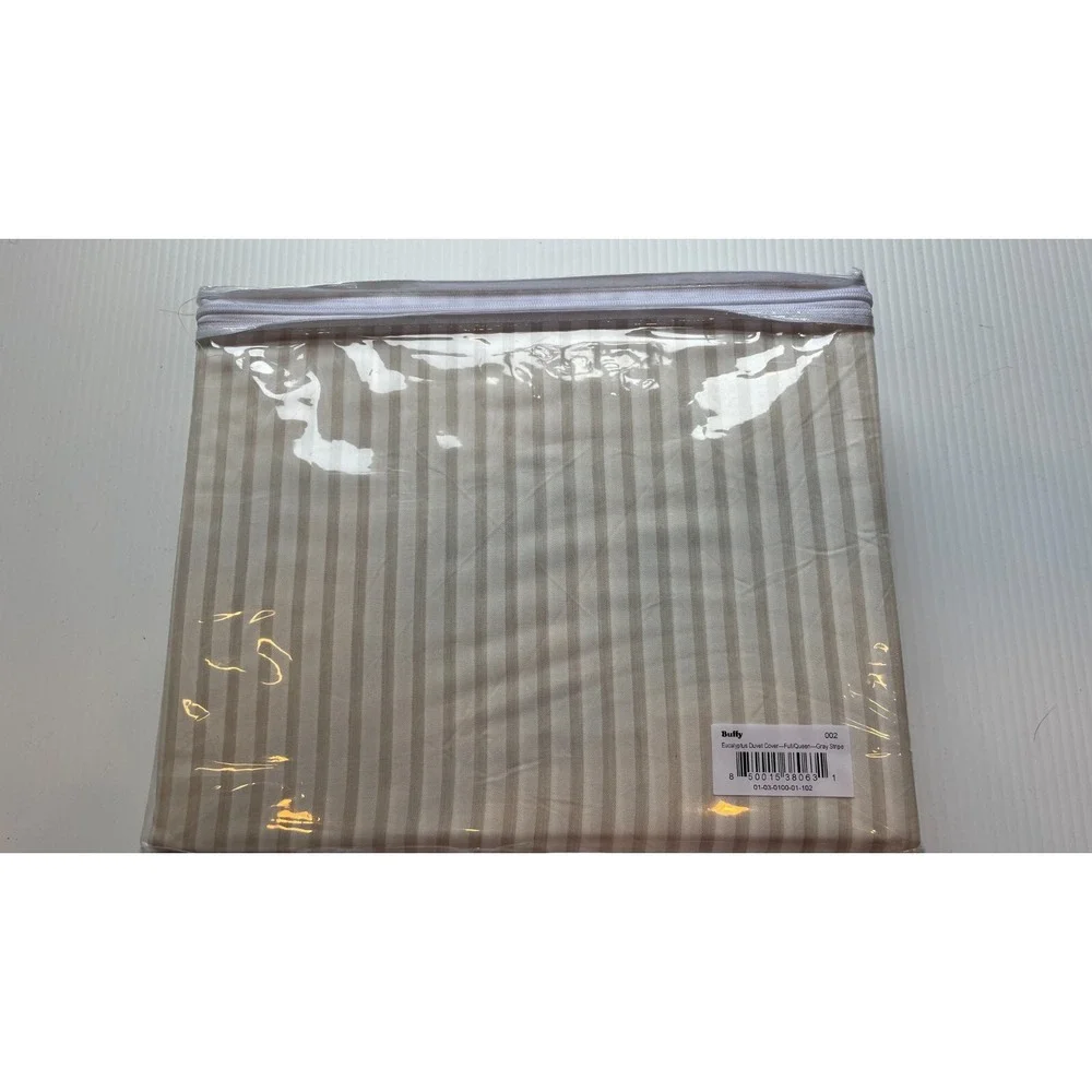 Buffy Breeze Eucalyptus Tencell Lyocell Duvet Cover Full Queen Gray Stripe NIP
